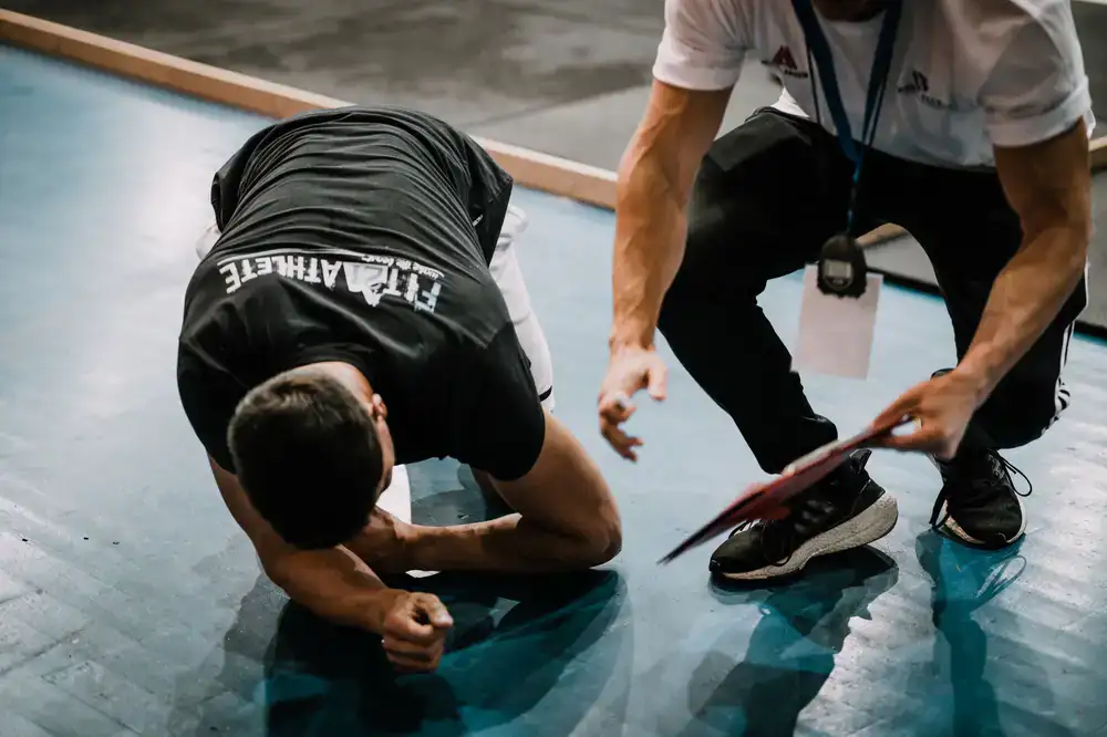 Athlete performing assessment in clinic