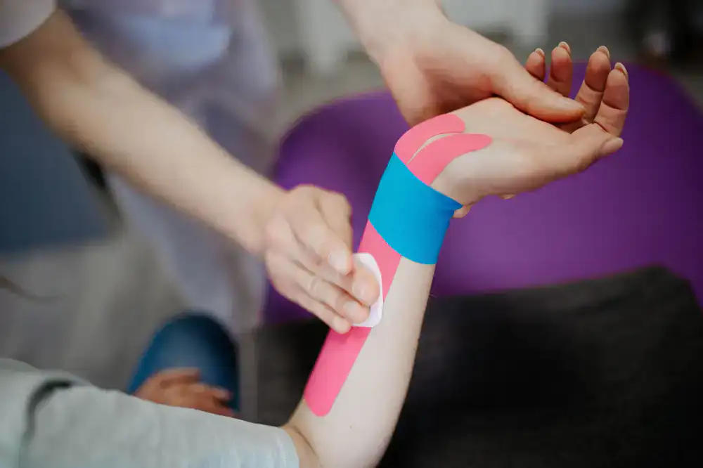 Close up of a joint assessment during treatment